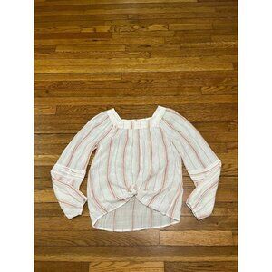 LC Lauren Conrad Women's Blouse Long Sleeve Pink/White Striped Size Small